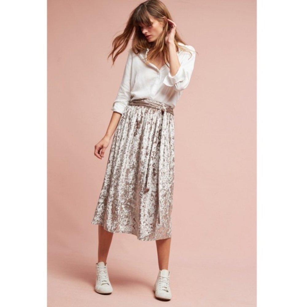 Anthropologie Seen Worn Kept Crushed Velvet Skirt. Wore 1x Like New